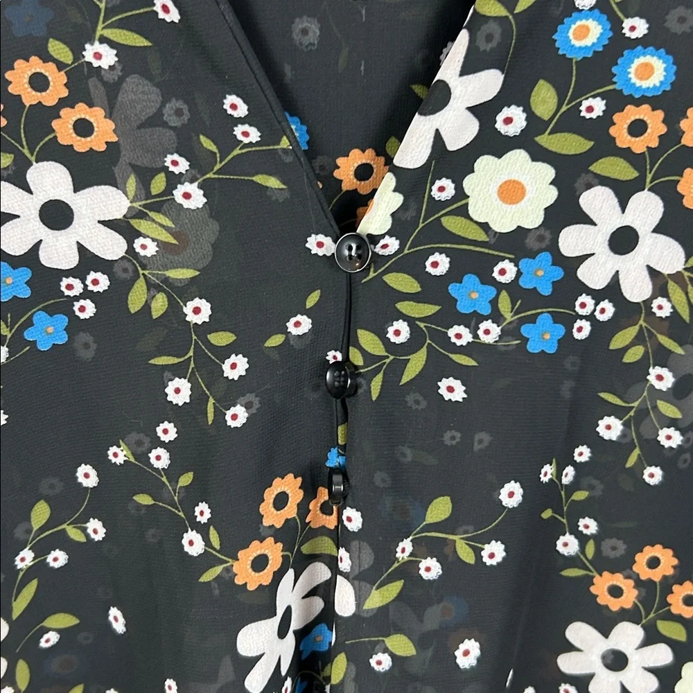 Molly Bracken Gabrielle Floral Sheer Sleeveless Cinched Back Blouse Size 16W - Picture 14 of 14